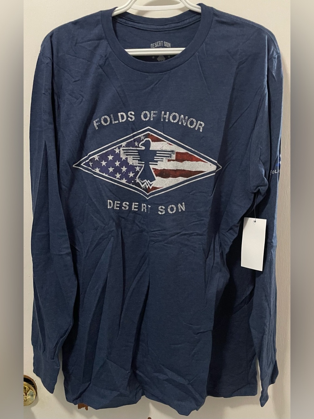 Flag & Anthem Desert Son Men’s Navy Heather Graphic T-Shirt Long Sleeve Medium M